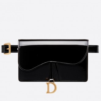 Dior Saddle Belt Bag In Black Patent Leather Dior Saddle Belt Bag In Black Patent Leather