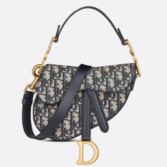 Dior Saddle Mini Bag with Strap in Blue Oblique Jacquard Dior Saddle Mini Bag with Strap in Blue Oblique Jacquard