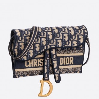 Dior Saddle Pochette In Blue Oblique Canvas Dior Saddle Pochette In Blue Oblique Canvas