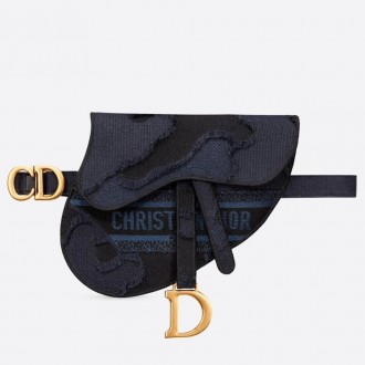 Dior Saddle Pouch Belt Bag In Blue Camouflage Canvas Dior Saddle Pouch Belt Bag In Blue Camouflage Canvas