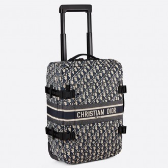Dior Small DiorTravel Suitcase In Blue Dior Oblique Canvas
