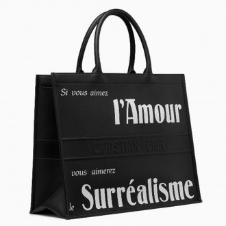 Dior Book Tote Bag In Black Surrealism Printed Calfskin Dior Book Tote Bag In Black Surrealism Printed Calfskin