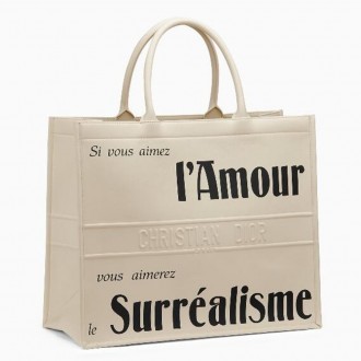 Dior Book Tote Bag In White Surrealism Printed Calfskin Dior Book Tote Bag In White Surrealism Printed Calfskin