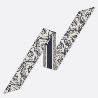 Dior Toile de Jouy Soleil Mitzah Scarf in Blue Silk Twill