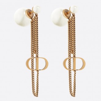 Dior Tribales CD Earrings In Antique Gold-Finish Metal and Pearls Dior Tribales CD Earrings In Antique Gold-Finish Metal and Pearls