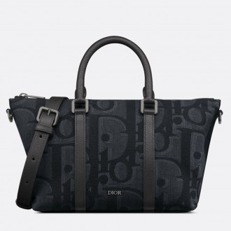 Dior Weekender 25 Bag in Black Maxi Dior Oblique Jacquard