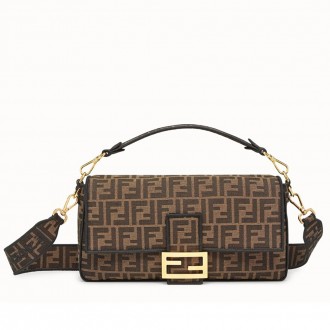 Fendi Baguette Large Bag In FF Fabric With Black Trim Fendi Baguette Large Bag In FF Fabric With Black Trim