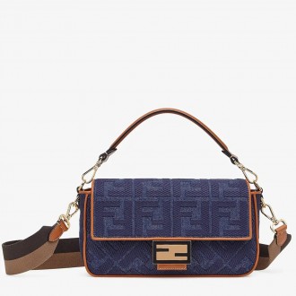Fendi Baguette Medium Bag In Blue Denim Fendi Baguette Medium Bag In Blue Denim