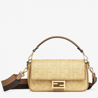 Fendi Baguette Medium Bag In Natural Straw Fendi Baguette Medium Bag In Natural Straw
