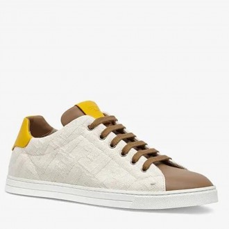 Fendi Low-top Sneakers In White Canvas with Leather Fendi Low-top Sneakers In White Canvas with Leather