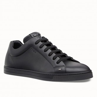 Fendi Men's Lace-up Sneakers In Black Leather Fendi Men's Lace-up Sneakers In Black Leather