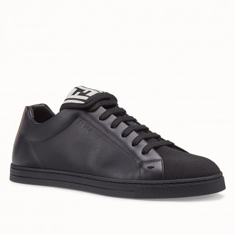 Fendi Men's Low-tops Sneakers In Black Mesh and Leather Fendi Men's Low-tops Sneakers In Black Mesh and Leather