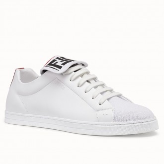 Fendi Men's Low-tops Sneakers In White Mesh and Leather Fendi Men's Low-tops Sneakers In White Mesh and Leather
