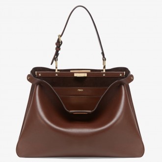 Fendi Peekaboo Soft Large Bag in Dark Brown Calfskin