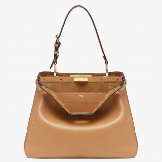 Fendi Peekaboo Soft Medium Bag in Brown Calfskin