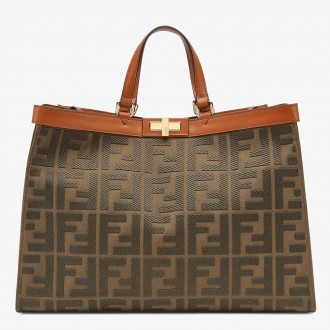 Fendi Peekaboo X Tote In Green Canvas with FF Motif