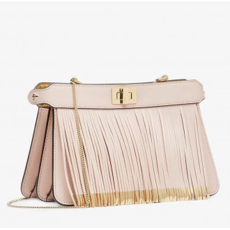 Fendi Pink Peekaboo ISeeU Pochette Bag With Fringes