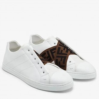 Fendi Slip-on Sneakers In White Calfskin Fendi Slip-on Sneakers In White Calfskin