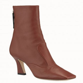 Fendi Square Toe Ankle Boots In Brown Lambskin Fendi Square Toe Ankle Boots In Brown Lambskin