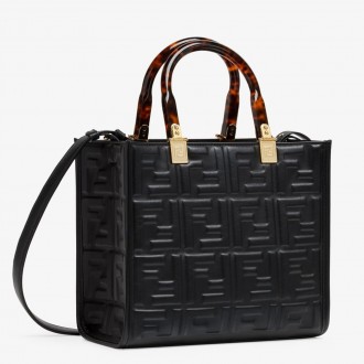 Fendi Sunshine Small Tote Bag In Black FF Calfskin Fendi Sunshine Small Tote Bag In Black FF Calfskin