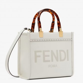 Fendi Sunshine Small Tote Bag In White Calfskin Fendi Sunshine Small Tote Bag In White Calfskin