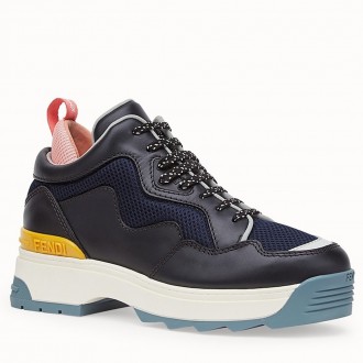 Fendi T-Rex Sneakers In Black Calfskin And Technical Fendi T-Rex Sneakers In Black Calfskin And Technical