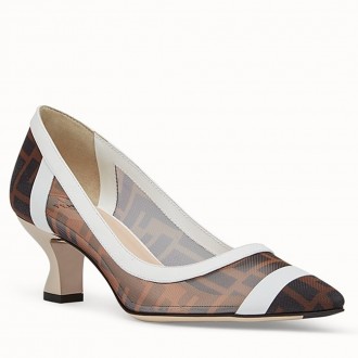 Fendi White Colibri Logo-print Mesh Pumps 55mm Fendi White Colibri Logo-print Mesh Pumps 55mm