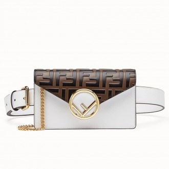 Fendi White Kan I F Belt Bag With FF Motif Fendi White Kan I F Belt Bag With FF Motif