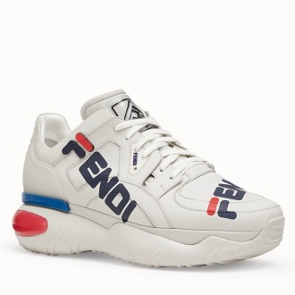 Fendi White Logo-print Leather Sneakers Fendi White Logo-print Leather Sneakers