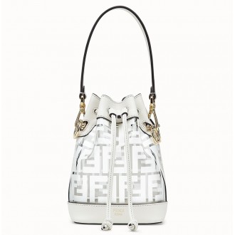 Fendi White Mon Tresor Mini Bucket Bag In Transparent PU Fendi White Mon Tresor Mini Bucket Bag In Transparent PU