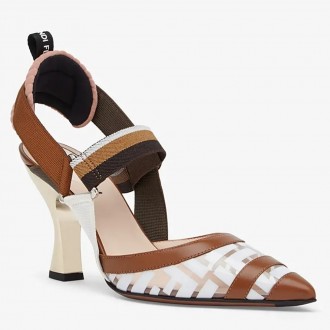 Fendi White PU Colibri Slingbacks 85mm Pumps Fendi White PU Colibri Slingbacks 85mm Pumps