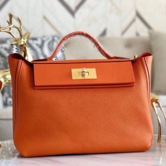 Hermes 24/24 29 Bag In Orange Clemence Calfskin Hermes 24/24 29 Bag In Orange Clemence Calfskin