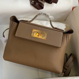 Hermes 24/24 Mini 21 Handmade Bag in Beige Weimar Evercolor Leather Hermes 24/24 Mini 21 Handmade Bag in Beige Weimar Evercolor Leather