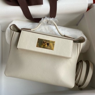 Hermes 24/24 Mini 21 Handmade Bag in Craie Evercolor Leather Hermes 24/24 Mini 21 Handmade Bag in Craie Evercolor Leather