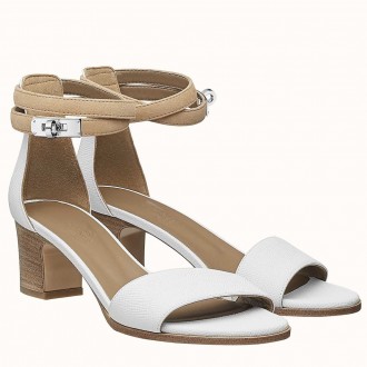 Hermes Auteuil Sandals In White Calfskin Hermes Auteuil Sandals In White Calfskin