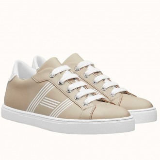 Hermes Avantage Sneakers In Beige/White Calfskin Hermes Avantage Sneakers In Beige/White Calfskin