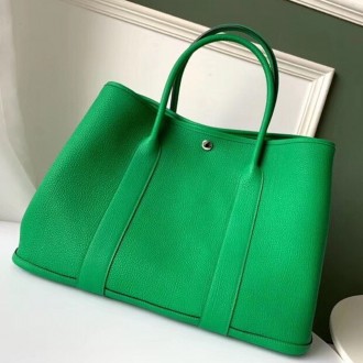 Hermes Bambou Fjord Garden Party 30cm With Printed Lining Hermes Bambou Fjord Garden Party 30cm With Printed Lining