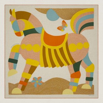 Hermes Beige Mon Premier Galop Shawl 140 Hermes Beige Mon Premier Galop Shawl 140