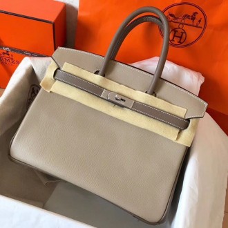 Hermes Bicolor Epsom Birkin 30cm Handmade Grey Bag Hermes Bicolor Epsom Birkin 30cm Handmade Grey Bag