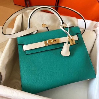 Hermes Bicolor Epsom Kelly 28cm Malachite Handmade Bag Hermes Bicolor Epsom Kelly 28cm Malachite Handmade Bag