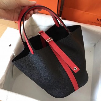 Hermes Bicolor Picotin Lock MM 22cm Black Bag Hermes Bicolor Picotin Lock MM 22cm Black Bag
