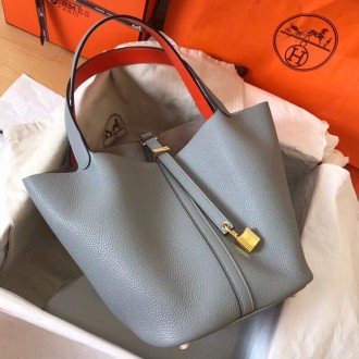 Hermes Bicolor Picotin Lock MM 22cm Blue Lin Bag Hermes Bicolor Picotin Lock MM 22cm Blue Lin Bag