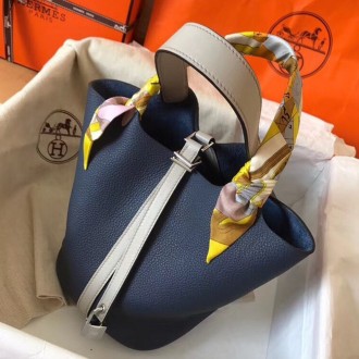 Hermes Bicolor Picotin Lock PM 18cm Sapphire Bag Hermes Bicolor Picotin Lock PM 18cm Sapphire Bag