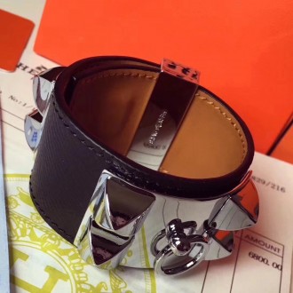 Hermes Black Epsom Collier de Chien Bracelet Size S Hermes Black Epsom Collier de Chien Bracelet Size S