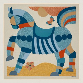 Hermes Blue Mon Premier Galop Shawl 140 Hermes Blue Mon Premier Galop Shawl 140