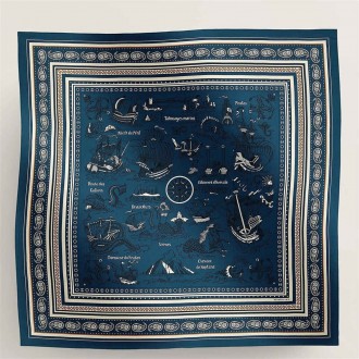 Hermes Blue Tatouages Marins Bandana Shawl 140 Hermes Blue Tatouages Marins Bandana Shawl 140