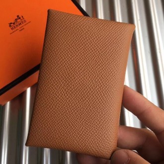 Hermes Brown Epsom Calvi Card Holder Hermes Brown Epsom Calvi Card Holder