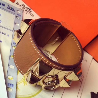 Hermes Brown Epsom Collier de Chien Bracelet Size S Hermes Brown Epsom Collier de Chien Bracelet Size S