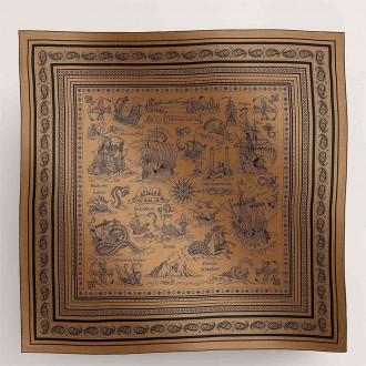 Hermes Caramel Tatouages Marins Bandana Shawl 140 Hermes Caramel Tatouages Marins Bandana Shawl 140