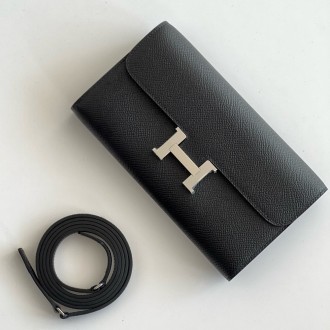 Hermes Constance To Go Wallet in Black Epsom Calfskin Hermes Constance To Go Wallet in Black Epsom Calfskin